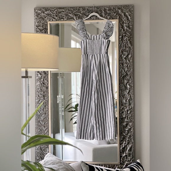 FLORA STRIPE JUMPSUIT charcoal/white SOLD OUT AIZW XS like new! Perfect  ♥️ - Picture 6 of 16